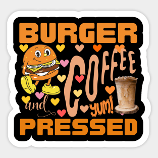 Burger Cartoon Character and Coffee Sticker